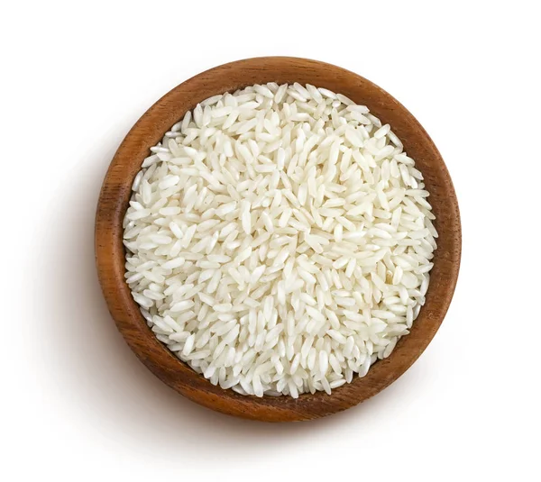 Grumos de arroz isolados no fundo branco, vista superior — Fotografia de Stock