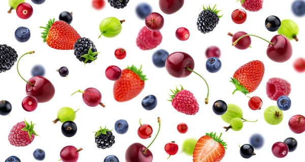 Beyaz arka planda izole düşen çilek deseni