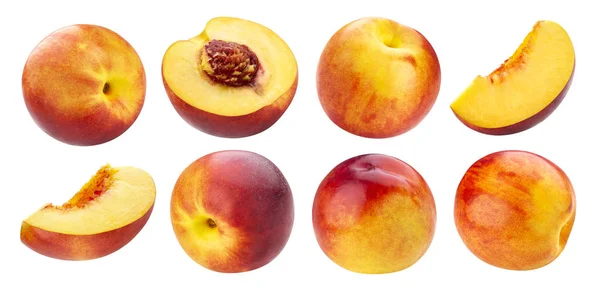 Kolekcja Peach na białym tle ze ścieżką przycinającą — Zdjęcie stockowe