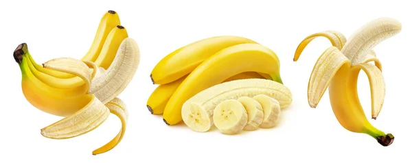 Plátano aislado sobre fondo blanco con ruta de recorte, colección — Foto de Stock