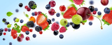 Taze çilek koleksiyonu beyaz arkaplanda izole edildi