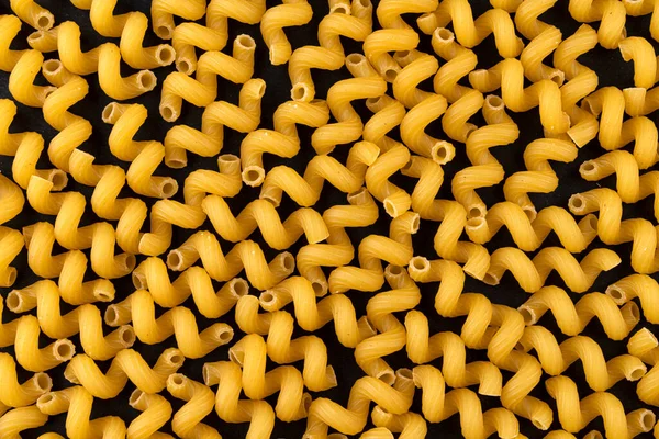 Fantasia Pasta Cellentani Asciutta Fondo Nero Vista Dall Alto Texture — Foto Stock