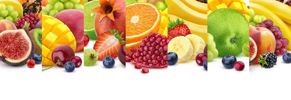 배경에 공간으로 신선하고 과일과 딸기의 파노라마 — 스톡 사진