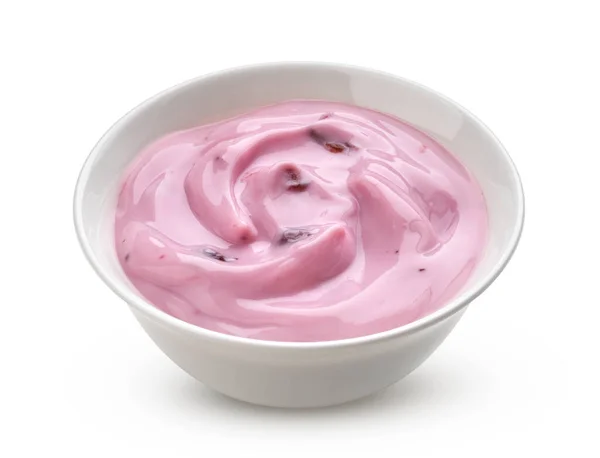 Jogurt jagodowy izolowany na białym tle — Zdjęcie stockowe