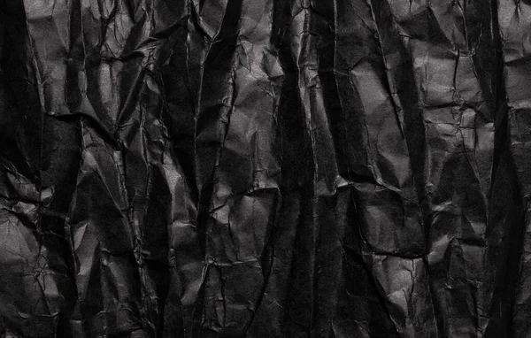 Black Crumpled Paper Texture Old Grunge Background — Stock Photo, Image