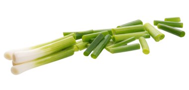 Chopped green onion isolated on white background, closeup clipart