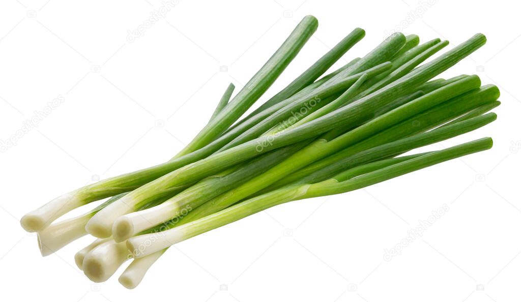 Green onion, fresh chives isolated on white background
