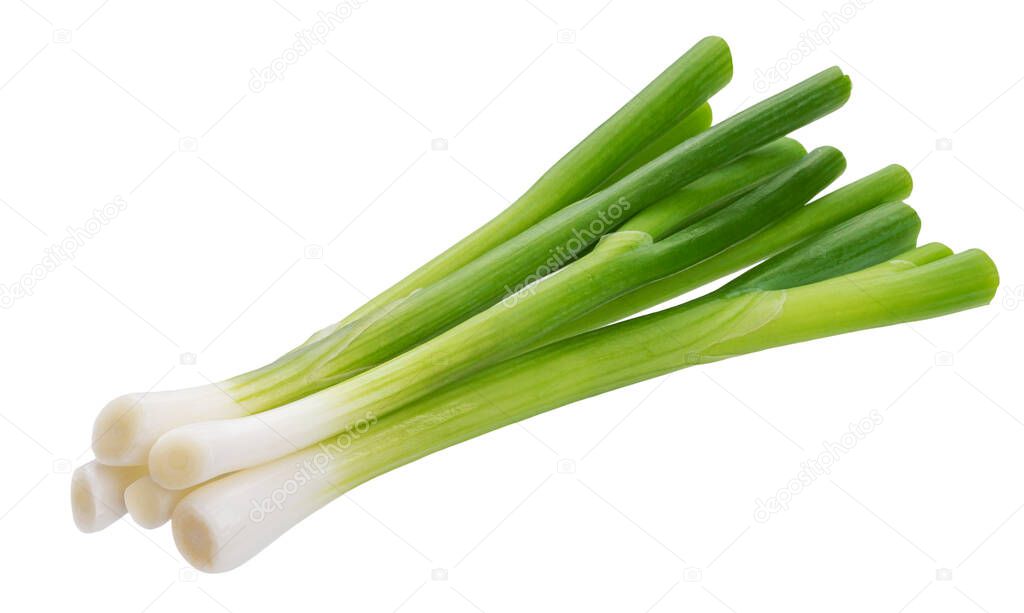 Green onion, fresh chives isolated on white background with clipping path