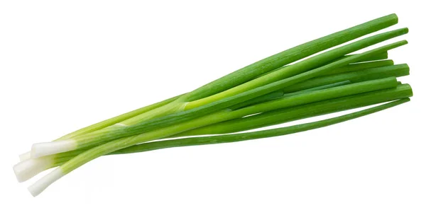 Зелена цибуля, свіжі цибулі ізольовані на білому тлі — стокове фото