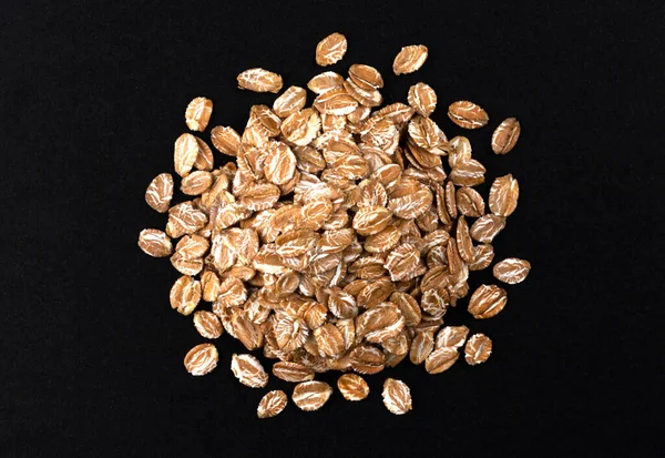 Top View Oat Flakes Isolated Black Background — Stock Photo, Image