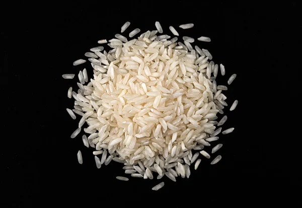 Top View Rice Groats Isolated Black Background — Stock Photo, Image
