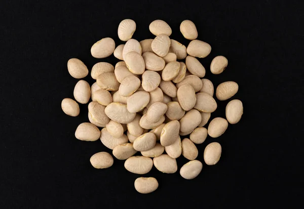 Top View White Beans Isolated Black Background — Stock Photo, Image