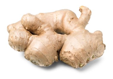 Beyaz arka planda (büyük tilt shift lens ile çekilen alan derinliği, izole zencefil)