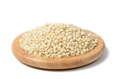 sorgum ahşap plaka beyaz arka plan üzerinde izole