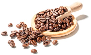 kavrulmuş kahve çekirdekleri beyaz, (büyük tilt shift lens ile çekilen alan derinliği,)