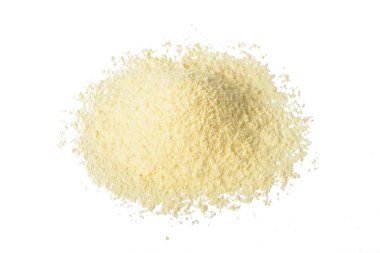 Beyaz arka plan üzerinde izole sarı mısır unu