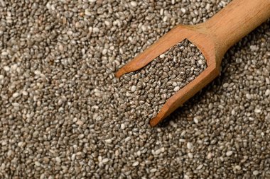 Gıda arka plan chia tohum, üstten görünüm