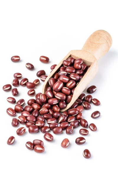 Red Beans Wooden Shovel Isolated White Background — Stock Photo, Image
