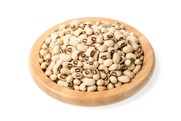 Witte Cowpea Bonen Houten Plaat Grote Dof Genomen Met Tilt — Stockfoto