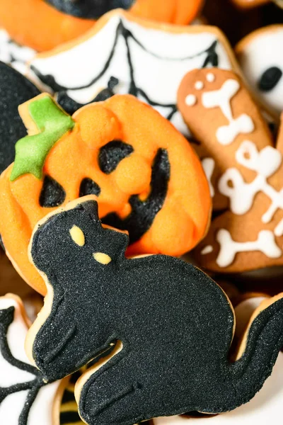 Gros Plan Biscuits Traditionnels Maison Sucre Glace Halloween — Photo