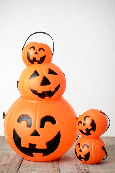 Halloween Pumpkin Lanterns Table — Stock Photo, Image