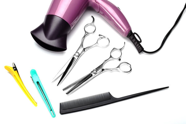hairdressing tools isolated on white background