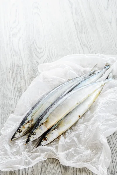 Fresh Saury Fish Fresh Seafood Concept Royalty Free Stock Images