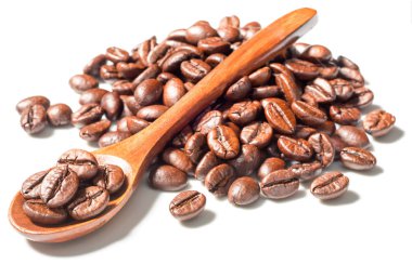 kavrulmuş kahve çekirdekleri beyaz, (büyük tilt shift lens ile çekilen alan derinliği,)