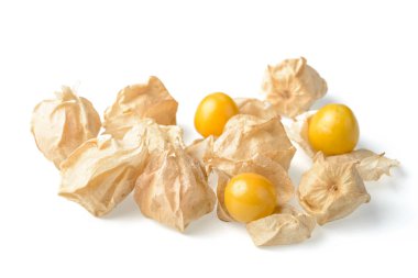 Altın çilek beyaz arka plan üzerinde izole