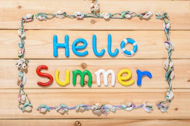 Yaz tema ile ahşap arka plan