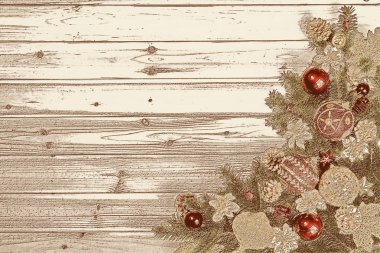 Noel köknar ağacı ve festival süsleri