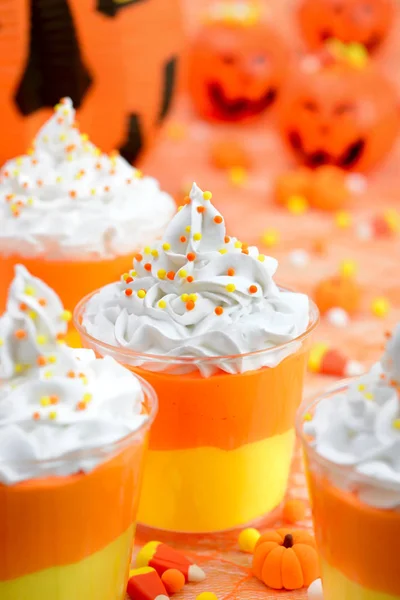 Candy Corn Parfait Halloween Party — Stock Photo, Image