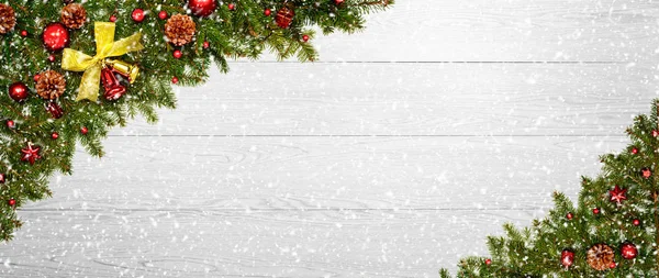 Weihnachten Hintergrund Tanne Und Dekoration — Stockfoto