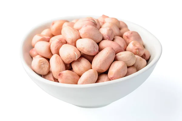 Roze Rauwe Pinda Kernel Kom Van China Grote Scherptediepte Genomen — Stockfoto