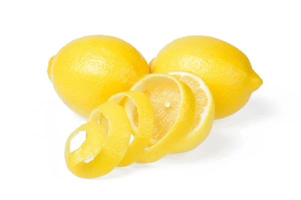 Buah Lemon Segar Terisolasi Latar Belakang Putih — Stok Foto