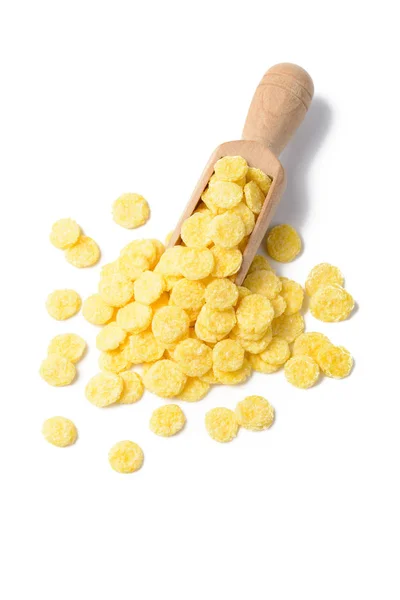 Mat Bakgrund Cornflakes Med Trä Scoop — Stockfoto