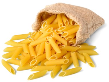 çuval içinde pişmemiş penne makarna