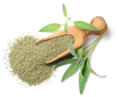 Beyaz arka plan üzerinde izole ovuşturdu adaçayı