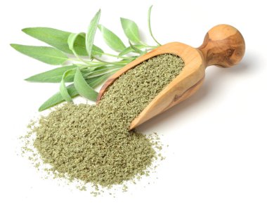 Beyaz arka plan üzerinde izole ovuşturdu adaçayı