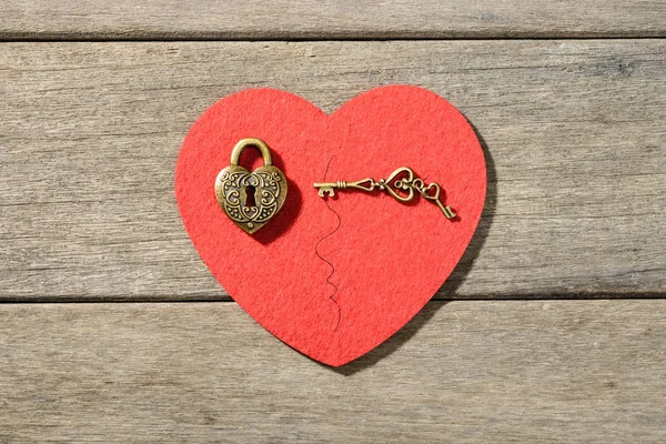 bronze heart shape lock and key