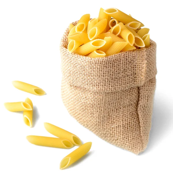 Uncooked Penne Pasta Sack — Stock Photo, Image