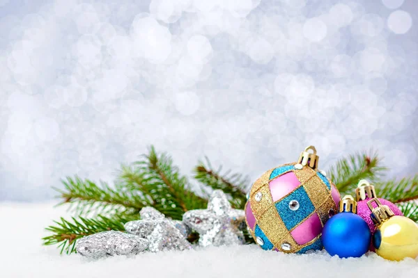Vánoční Koule Lesklém Pozadí — Stock fotografie