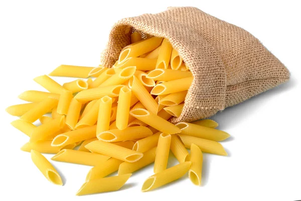 Uncooked Penne Pasta Sack — Stock Photo, Image