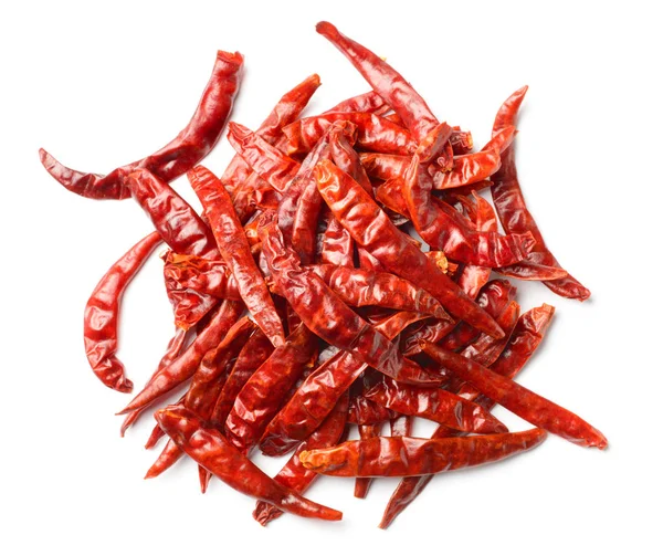 dried red chillies isolated on white background