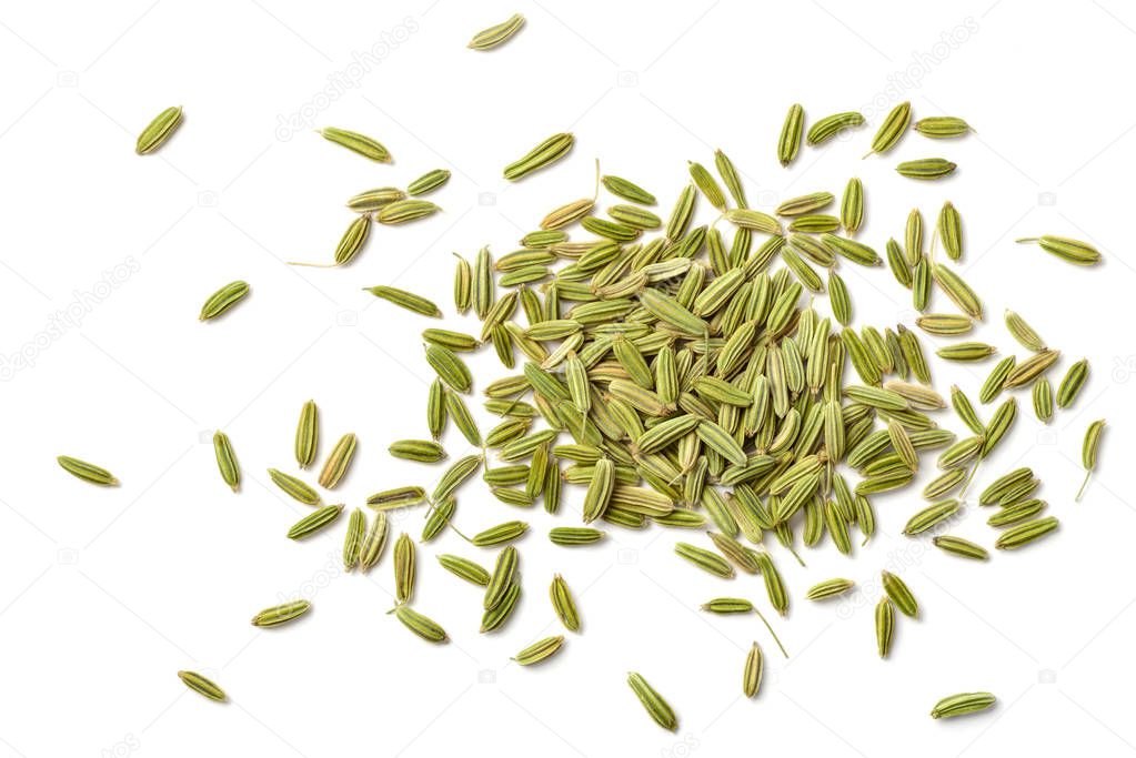 dried fennel seeds isolated on white background