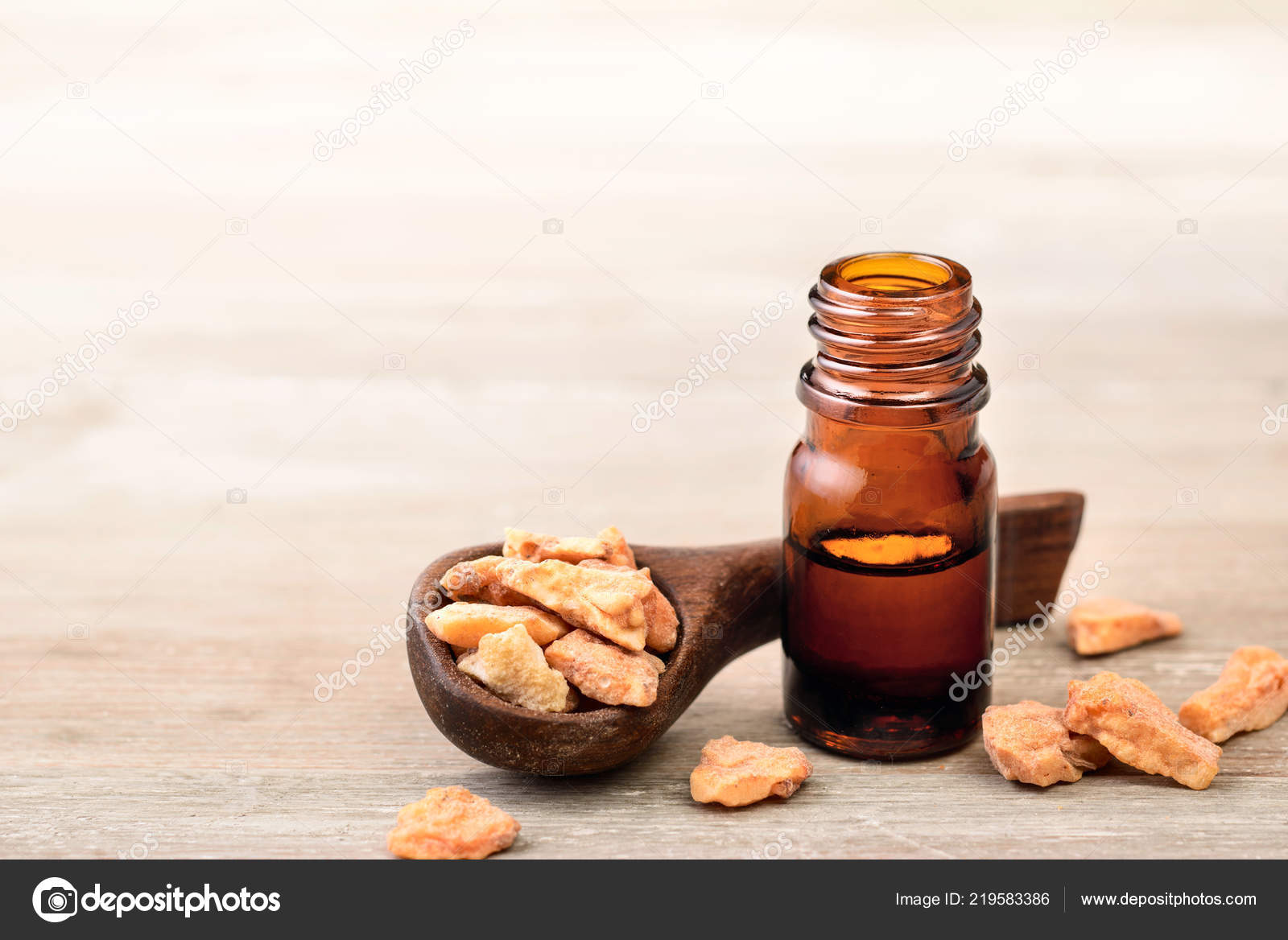 Styrax Benzoin Essential Oil Bottle Stock Photo by amylv 219583386