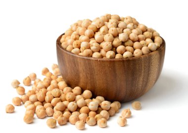 ahşap kase çiğ nohut closeup