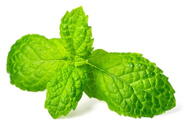 taze elma nane yaprakları üzerinde beyaz izole