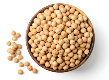 ahşap kase çiğ nohut closeup