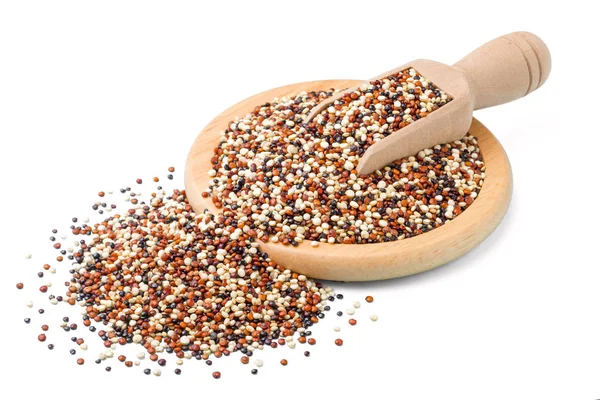 Izolované Bílém Syrové Quinoa Semena Velká Hloubka Ostrosti Tilt Shift — Stock fotografie